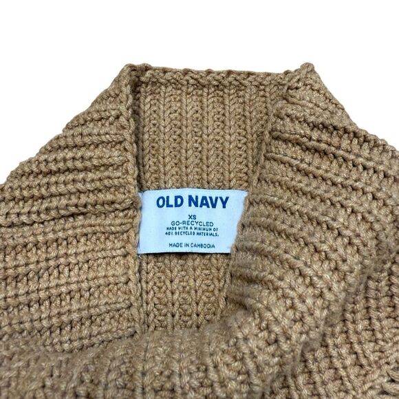 Old Navy Mock-Neck Tunic Sweater Knit Tan and Black Stripe XS - Picture 5 of 8